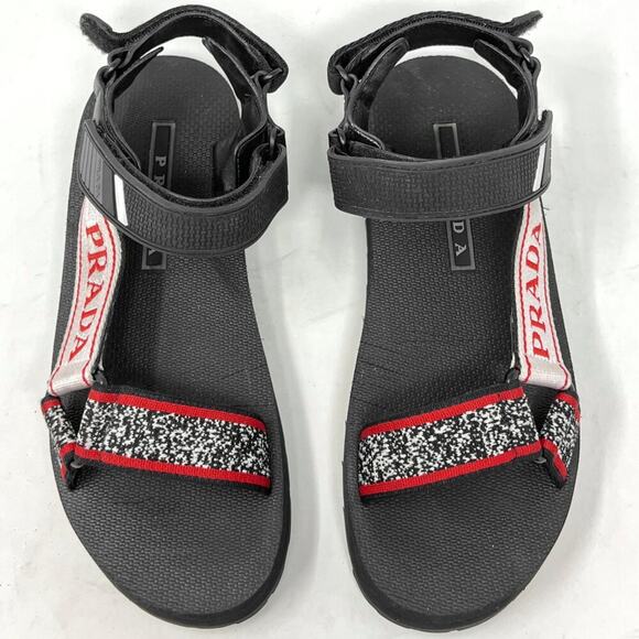 Prada Nomad Logo Print Platform Rubber Sole Sandals -‎ Size 37 - Picture 3 of 8